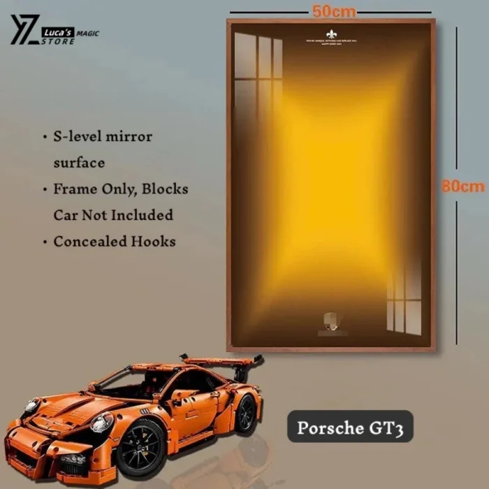 Handcrafted Black Walnut Display Frame for wallboard Supercar - Porsche GT3 - Image 2
